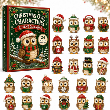 Christmas Owl Advent Calendar 2026 - 24-Day Countdown, Acrylic Charms Every Day Bring New Suprises