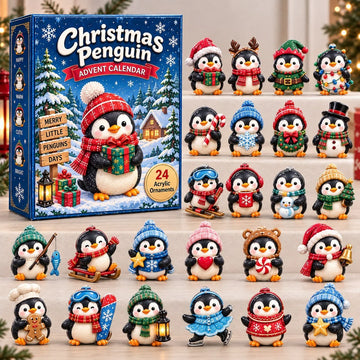 Christmas Penguin Advent Calendar 2026 - 24-Day Countdown, Acrylic Charms