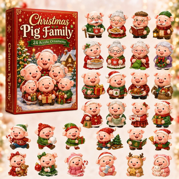 Christmas Pig Family Advent Calendar 2026 - 24-Day Countdown, Acrylic Charms Every Day Bring New Suprises