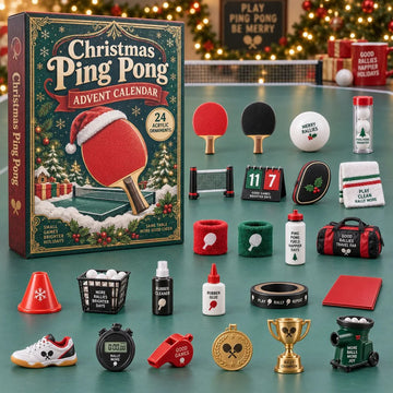 Christmas Ping Pong Advent Calendar 2026 - 24-Day Countdown, Acrylic Charms