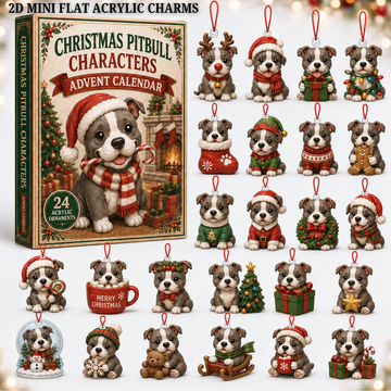 Christmas Pitbull Characters Advent Calendar 2026 24 Day Festive Countdown Acrylic Charms Blind Box Gift For Pitbull Lovers
