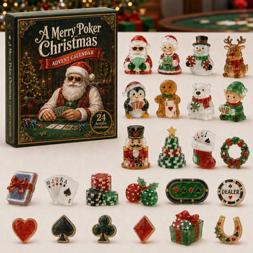 Christmas Poker Night Advent Calendar 2026 - 24-Day Countdown, Acrylic Charms Every Day Bring New Suprises