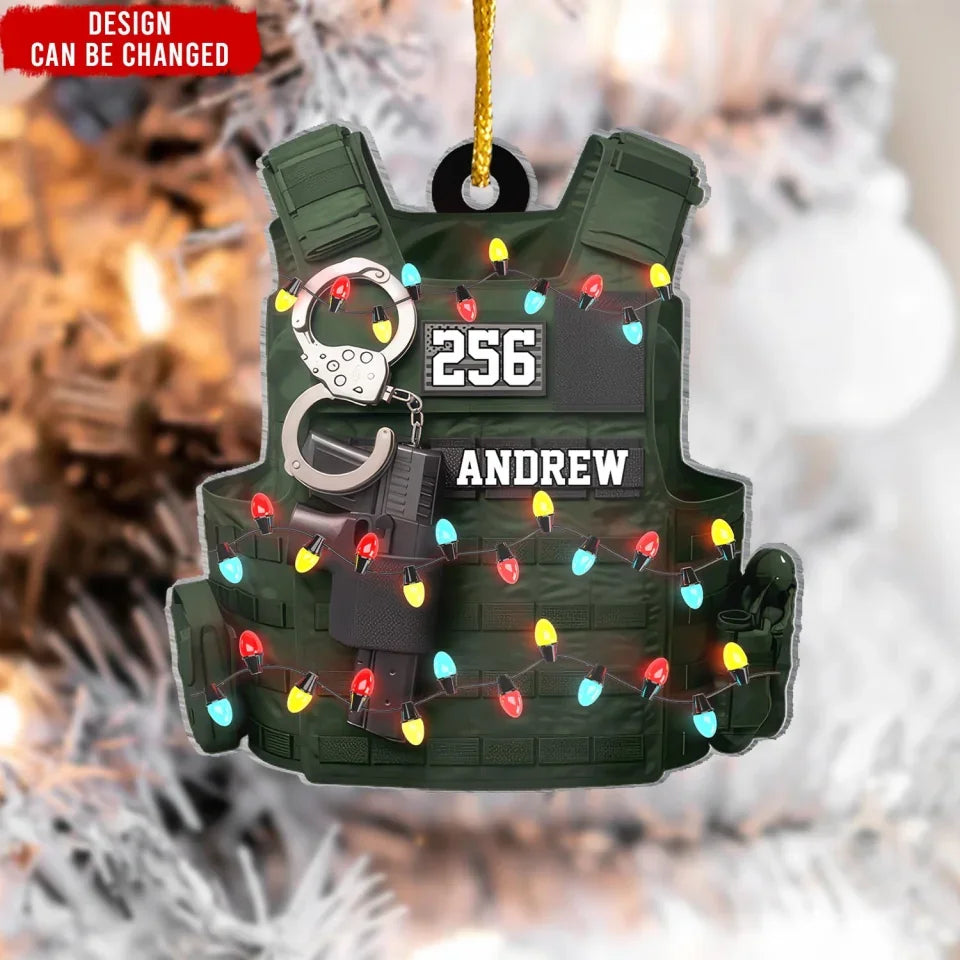 Christmas Police Personalized Acrylic Ornament Police Or Sheriff Outfit