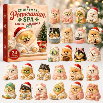 Christmas Pomeranian Spa Advent Calendar 2026 - 24-Day Countdown, Acrylic Charms Every Day Bring New Suprises
