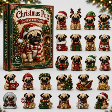 Christmas Pug Advent Calendar 2026 - 24-Day Countdown, Acrylic Charms Every Day Bring New Suprises