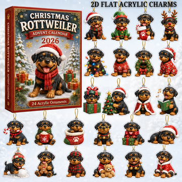 Christmas Rottweiler Advent Calendar 2026 24 Day Festive Countdown Acrylic Charms Blind Box Gift For Rottweiler Lovers
