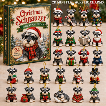 Christmas Schnauzer Advent Calendar 2026 24 Day Festive Countdown Acrylic Charms Blind Box Gift For Schnauzer Lovers