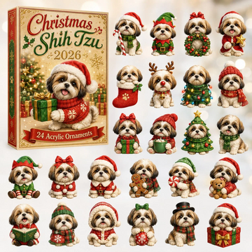 Christmas Shih Tzu Advent Calendar 2026 - 24-Day Countdown, Acrylic Charms Every Day Bring New Suprises