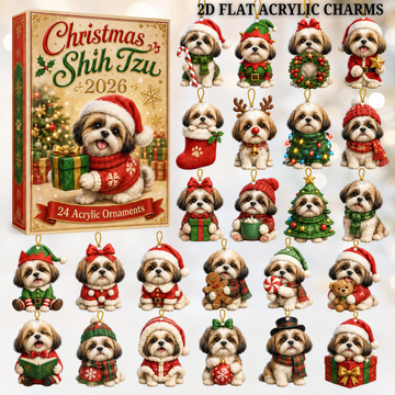 Christmas Shih Tzu Advent Calendar 2026 24 Day Festive Countdown Acrylic Charms Blind Box Gift For Shih Tzu Lovers