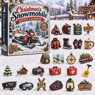Christmas Snowmobile Advent Calendar 2026 - 24-Day Countdown, Acrylic Charms Every Day Bring New Suprises