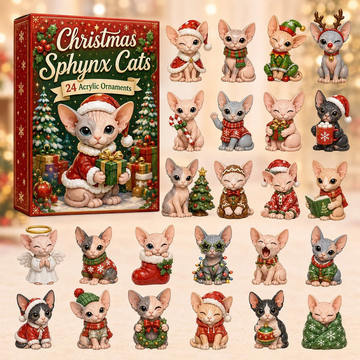Christmas Sphynx Cat Advent Calendar 2026 - 24-Day Countdown, Acrylic Charms Every Day Bring New Suprises