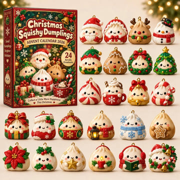Christmas Squishy Dumplings Advent Calendar 2026 - 24-Day Countdown, Acrylic Charms