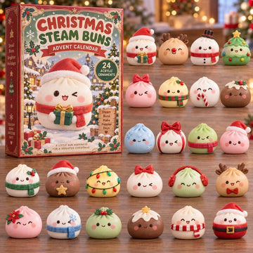 Christmas Steam Buns Advent Calendar 2026 - 24-Day Countdown, Acrylic Charms