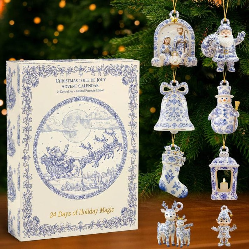 Christmas Toile De Jouy Christian Advent Calendar Gift For Jesus Lover Faith Based Christian Home Decor Christmas Countdown Calendar
