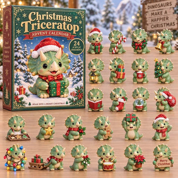 Christmas Triceratop Advent Calendar 2026 - 24-Day Countdown, Acrylic Charms