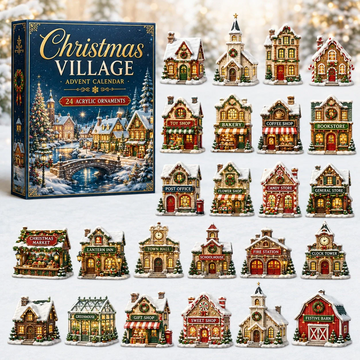 Christmas Village Houses Advent Calendar 2026 - 24-Day Countdown, Acrylic Charms Every Day Bring New Suprises
