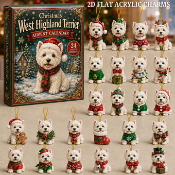Christmas West Highland Terrier Advent Calendar 2026 24 Day Festive Countdown Acrylic Charms Blind Box Gift For West Highland Terrier Lovers