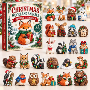 Christmas Woodland Animals advent calendar 2026 - 24-Day Countdown, Acrylic Charms