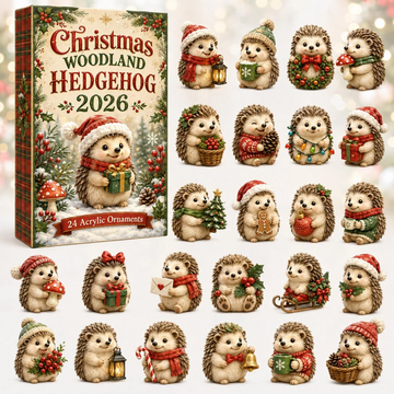 Christmas Woodland Hedgehog Advent Calendar 2026 - 24-Day Countdown, Acrylic Charms Every Day Bring New Suprises