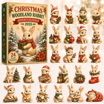 Christmas Woodland Rabbit Advent Calendar 2026 - 24-Day Countdown, Acrylic Charms Every Day Bring New Suprises