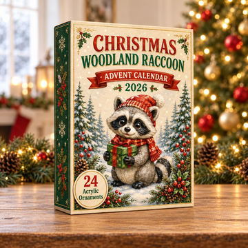 Christmas Woodland Raccoon Advent Calendar 2026 24 Day Festive Countdown Acrylic Charms Blind Box Gift For Woodland Lovers Family Friends