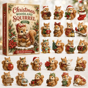 Christmas Woodland Squirrel Advent Calendar 2026 - 24-Day Countdown, Acrylic Charms Every Day Bring New Suprises