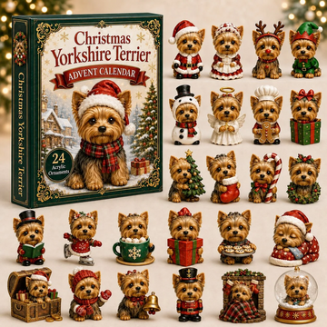 Christmas Yorkshire Terrier Advent Calendar 2026 - 24-Day Countdown, Acrylic Charms Every Day Bring New Suprises