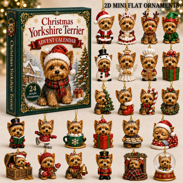 Christmas Yorkshire Terrier Advent Calendar 2026 24 Day Festive Countdown Acrylic Charms Blind Box Gift For Dog Lovers