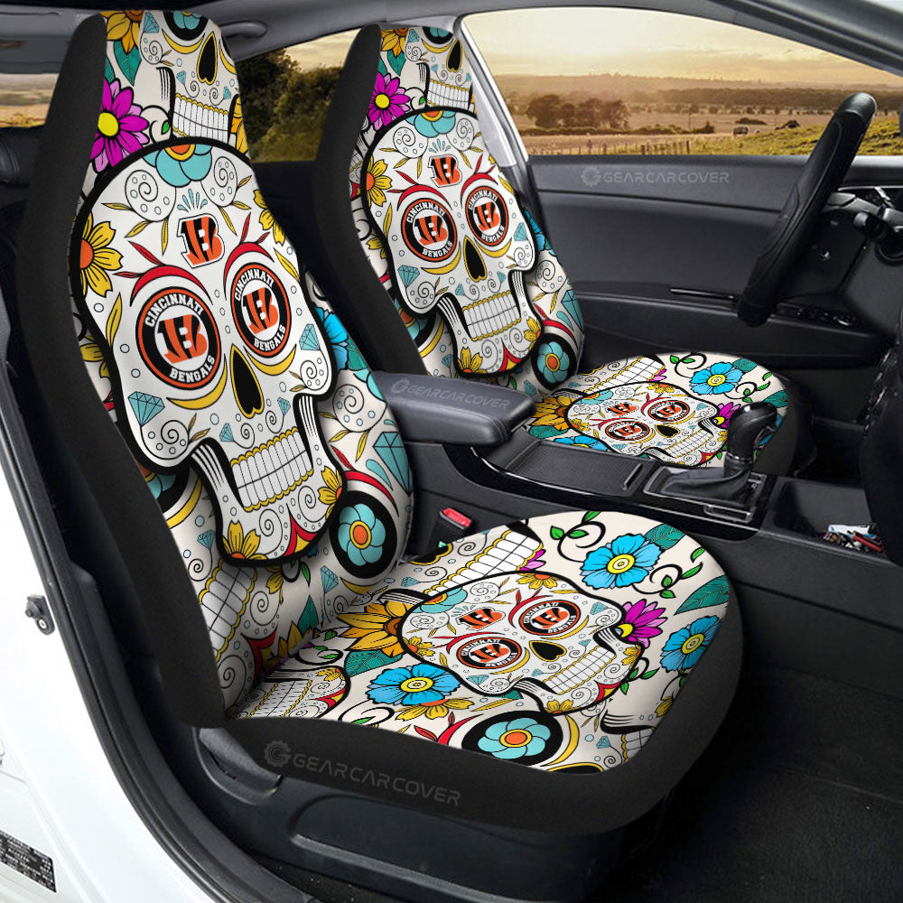 Cincinnati Bengals Car Seat Covers Custom Sugar Skull Car Accessories
