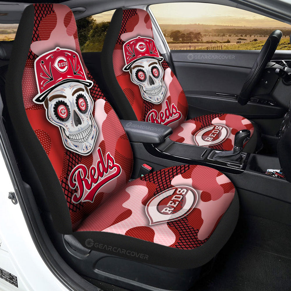 Cincinnati Reds Car Seat Covers Skull Theme Collection