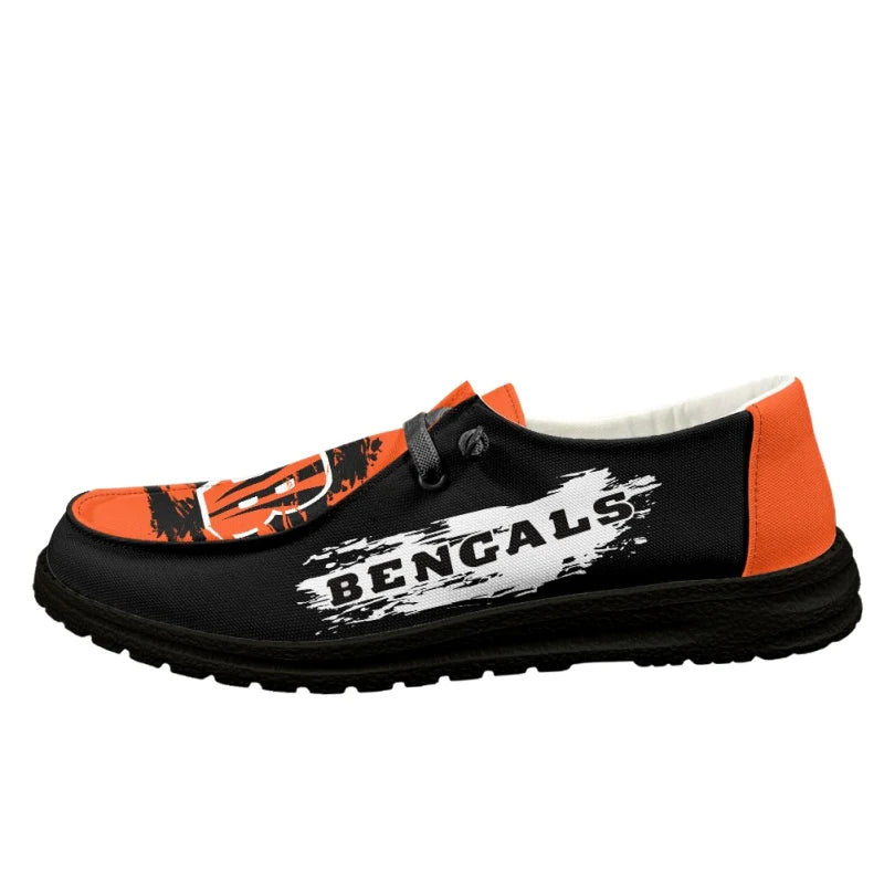 Cincinnati Bengals Loafers Shoes Lace Up - Inspired By Hey Dudes Shoes Style