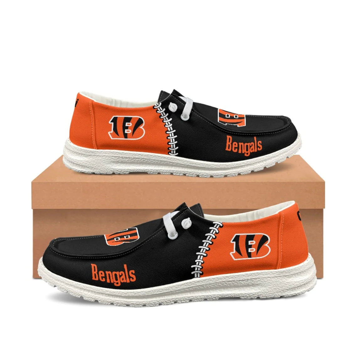 Cincinnati Bengals Loafers Colorblock - Inspired By Hey Dudes Shoes Style