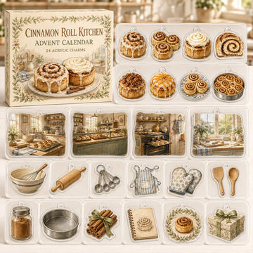 Cinnamon Roll Baking Advent Calendar 2026 - 24-Day Countdown, Acrylic Charms
