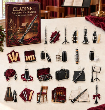 Clarinet advent calendar with 24 custom-shaped flat acrylic charms and printed dimensional artwork 2026 - 24-Day Countdown, Acrylic Charms