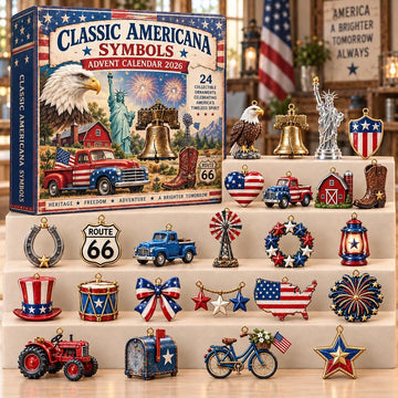 Classic American Symbol Advent Calendar 2026 - 24-Day Countdown, Acrylic Charms