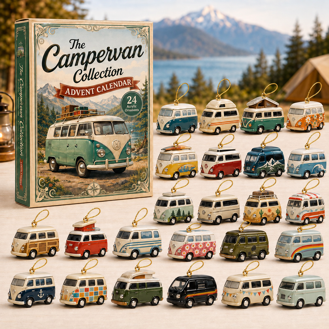 Classic Campervan Life Advent Calendar 2026 24 Day Festive Countdown Acrylic Charms Blind Box Gift For Campervan Lovers