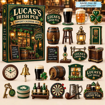 Classic Irish Pub Advent Calendar 2026 - 24-Day Countdown, Acrylic Charms