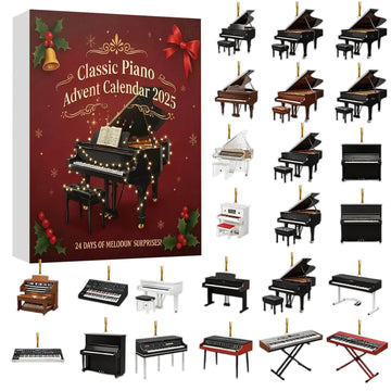 Classic Piano Ornaments 24 Day Christmas 2026 Music Joy Advent Calendar With Guitar Grand Piano Violin Saxophone Music Instruments