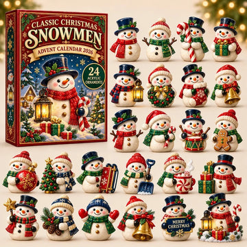 Classic Snowman Advent Calendar 2026 - 24-Day Countdown, Acrylic Charms
