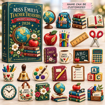Classic Teacher Treasures Advent Calendar 2026 - 24-Day Countdown, Acrylic Charms