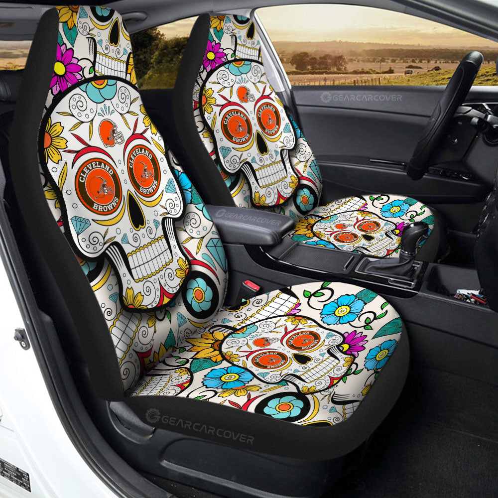 Cleveland Browns Car Seat Covers Custom Sugar Skull Car Accessories