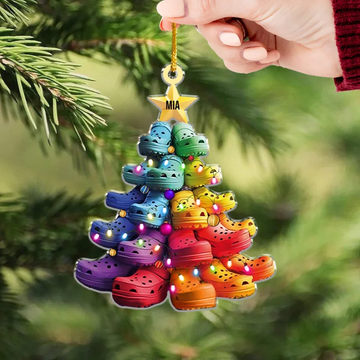 Clogs Christmas Tree Personalized Acrylic Ornament Funny Crocs Christmas Tree Ornament Custom Name