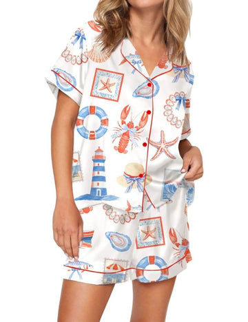 Coastal Coquette Summer Pajama Set For Women