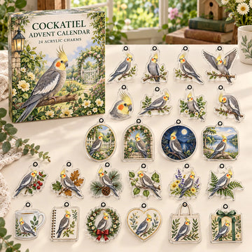 Cockatiel Advent Calendar 2026 - 24-Day Countdown, Acrylic Charms
