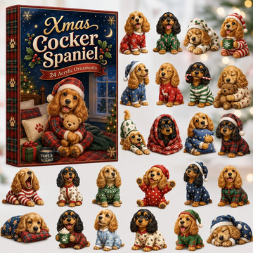 Cocker Spaniel Pajama Advent Calendar 2026 - 24-Day Countdown, Acrylic Charms Every Day Bring New Suprises