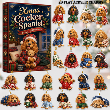Cocker Spaniel Pajama Advent Calendar 2026 24 Day Festive Countdown Acrylic Charms Blind Box Gift For Cocker Spaniel Lovers