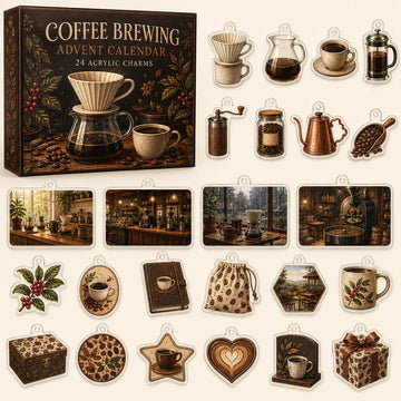 Coffee Brewing Advent Calendar 2026 - 24-Day Countdown, Acrylic Charms