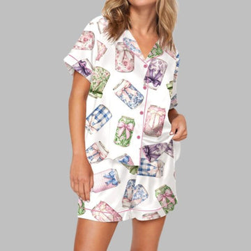 Cola Cans And Bows Pajama Set For Women