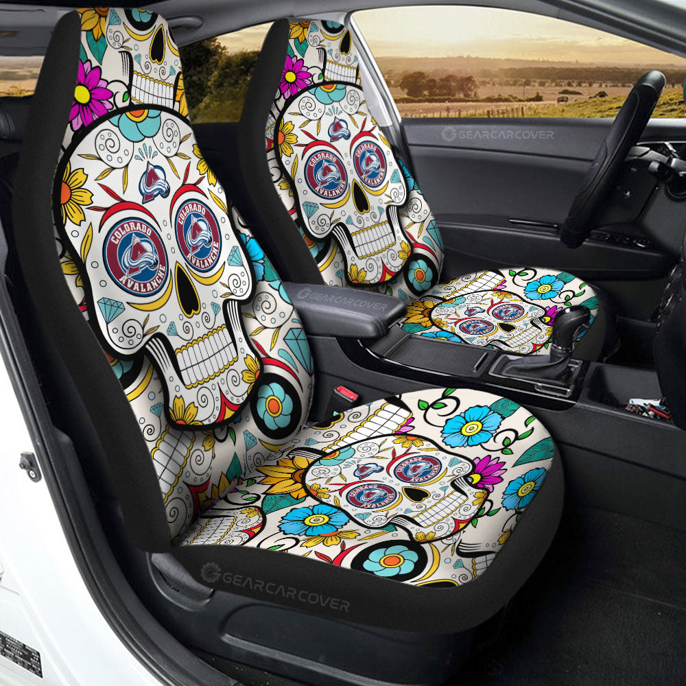 Colorado Avalanche Car Seat Covers Custom Sugar Skull Car Accessories