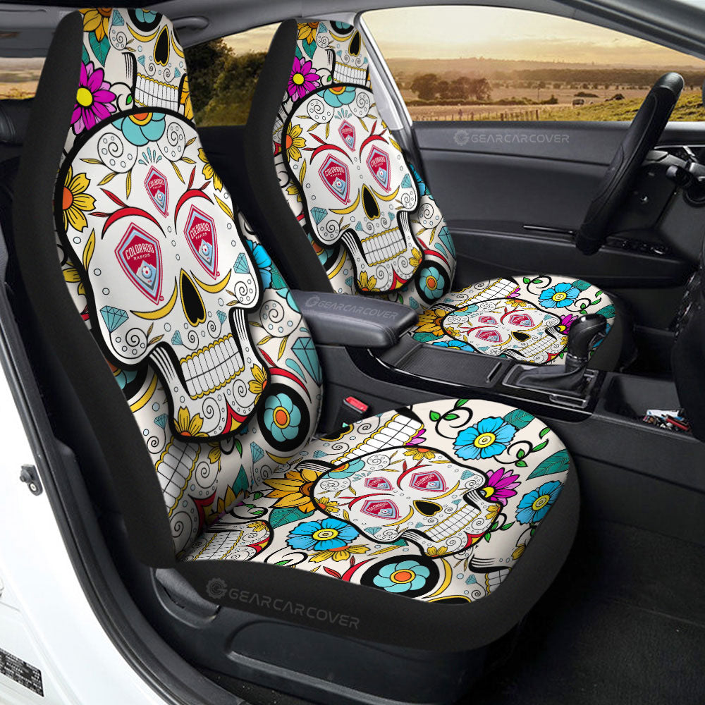 Colorado Rapids Car Seat Covers Custom Sugar Skull Car Accessories
